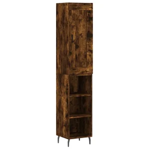 Hoge kast 34,5x34x180 cm bewerkt hout gerookt eikenkleurig Hoge kast 34,5x34x180 cm bewerkt hout gerookt eikenkleurig