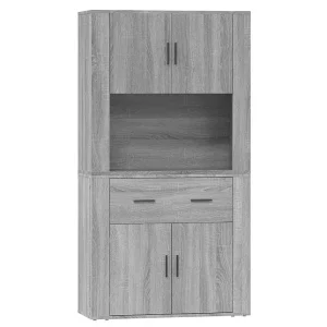 Hoge kast bewerkt hout grijs sonoma eikenkleurig Hoge kast bewerkt hout grijs sonoma eikenkleurig