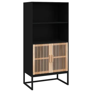 Hoge kast 60x35x125 cm bewerkt hout zwart Hoge kast 60x35x125 cm bewerkt hout zwart