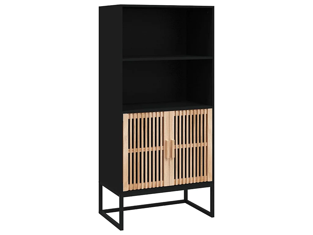 Hoge kast 60x35x125 cm bewerkt hout zwart