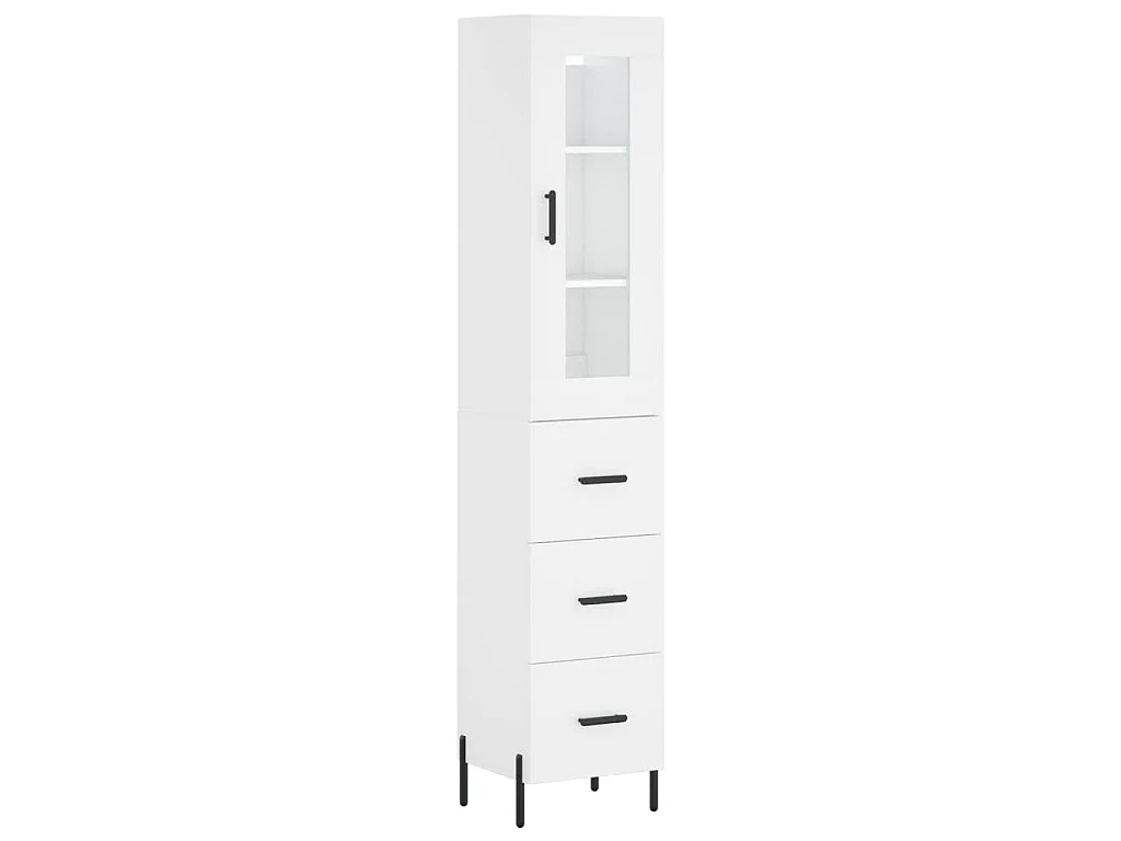 Hoge kast 34,5x34x180 cm bewerkt hout wit