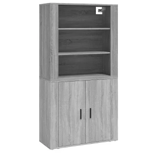 Hoge kast bewerkt hout grijs sonoma eikenkleurig