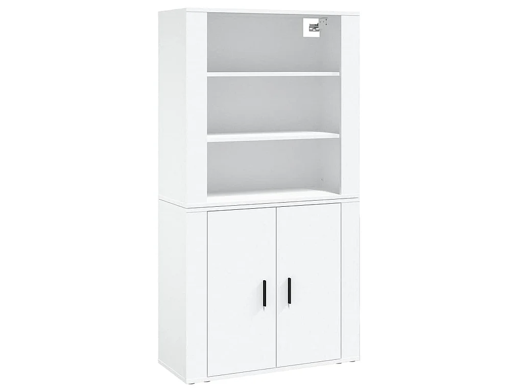 Hoge kast bewerkt hout wit