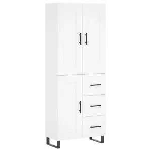 Hoge kast 69,5x34x180 cm bewerkt hout wit