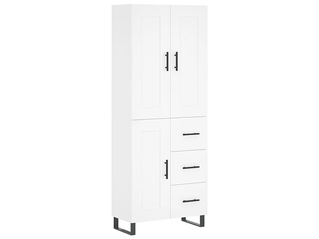 Hoge kast 69,5x34x180 cm bewerkt hout wit