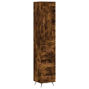 Hoge kast 34,5x34x180 cm bewerkt hout gerookt eikenkleurig Hoge kast 34,5x34x180 cm bewerkt hout gerookt eikenkleurig
