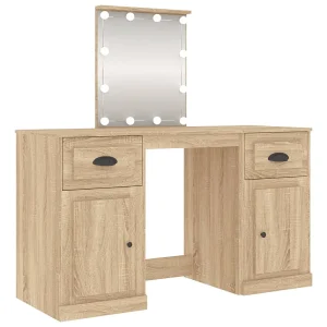 Kaptafel met LED-verlichting 130x50x132,5 cm sonoma eikenkleur