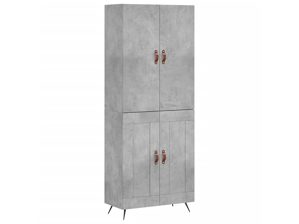 Hoge kast 69,5x34x180 cm bewerkt hout betongrijs