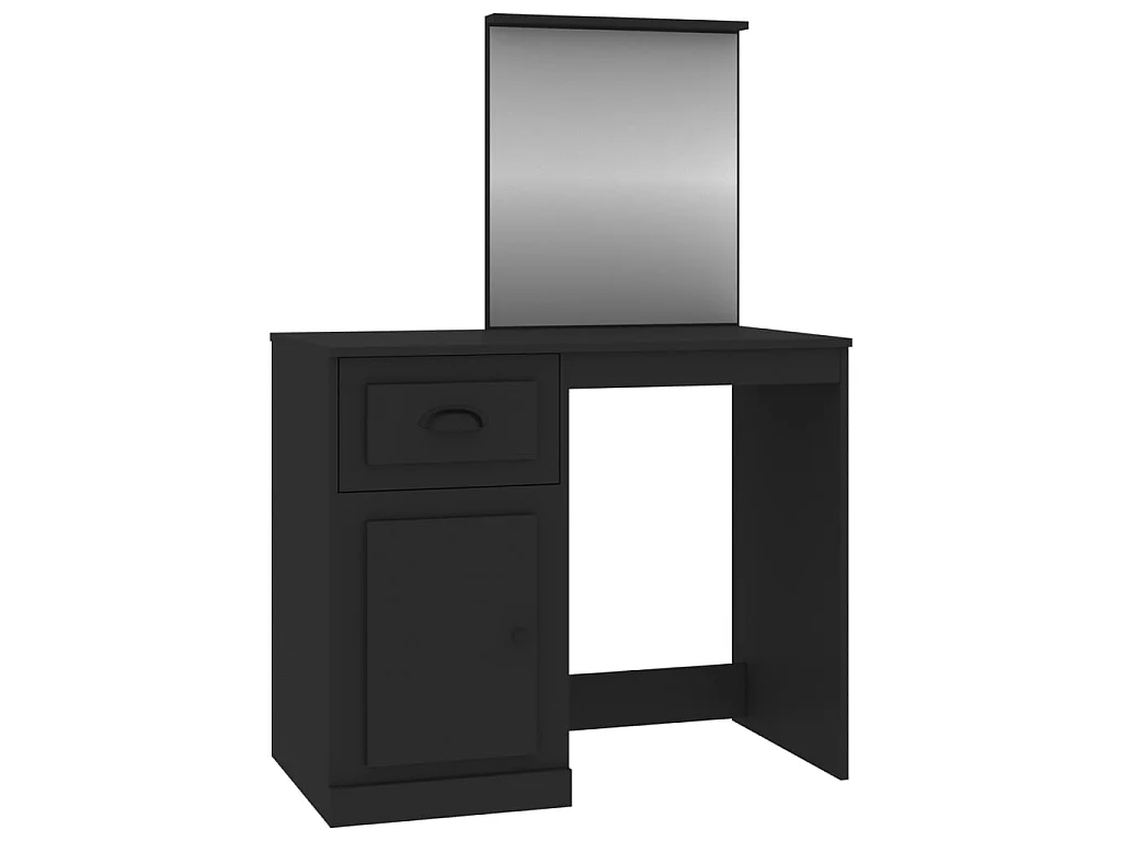 Kaptafel met spiegel 90x50x132,5 cm bewerkt hout zwart