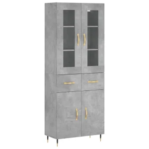 Hoge kast 69,5x34x180 cm bewerkt hout betongrijs Hoge kast 69,5x34x180 cm bewerkt hout betongrijs