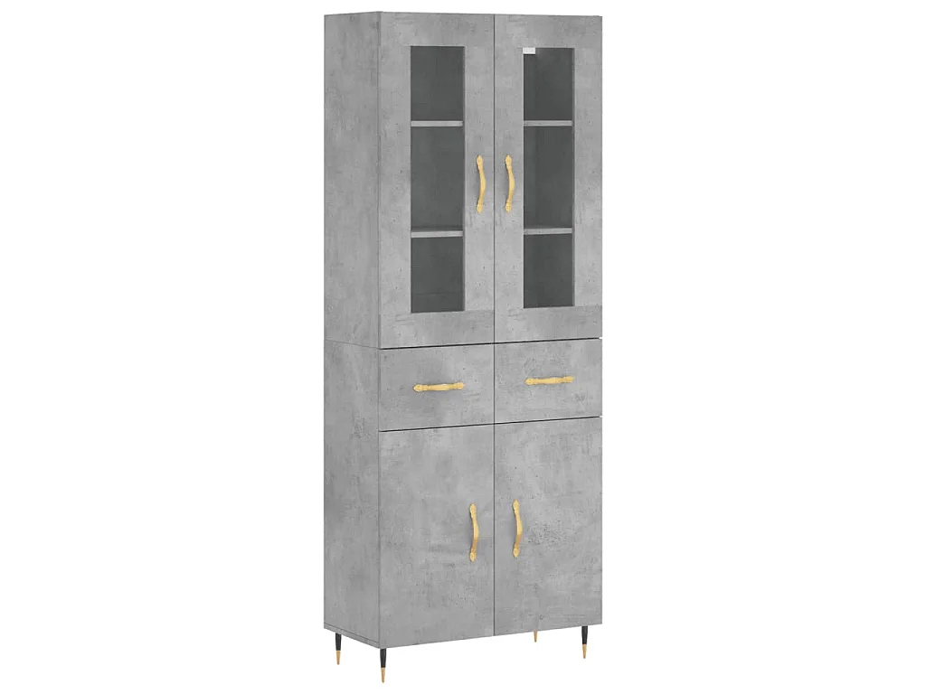 Hoge kast 69,5x34x180 cm bewerkt hout betongrijs
