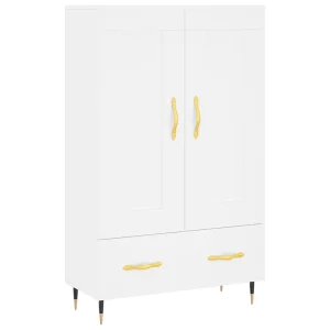 Hoge kast 69,5x31x115 cm bewerkt hout wit Hoge kast 69,5x31x115 cm bewerkt hout wit