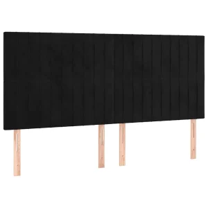 Hoofdbord zwart 200x5x118/128 cm fluweel Hoofdbord zwart 200x5x118/128 cm fluweel