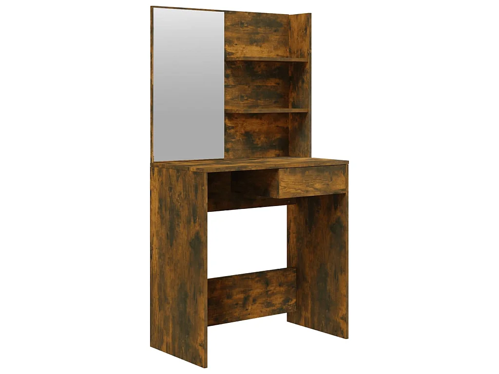 Kaptafel met spiegel 74,5x40x141 cm gerookt eikenkleurig
