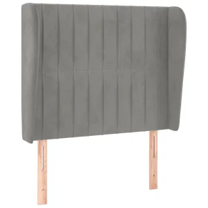 Hoofdbord met randen 103x23x118/128 cm fluweel lichtgrijs Hoofdbord met randen 103x23x118/128 cm fluweel lichtgrijs