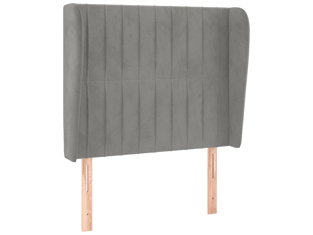 Hoofdbord met randen 103x23x118/128 cm fluweel lichtgrijs