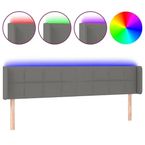 Hoofdbord LED 183x16x78/88 cm stof donkergrijs