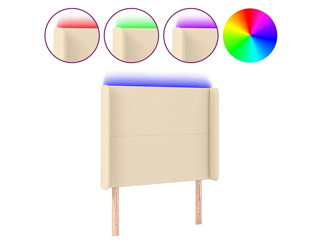 Hoofdbord LED 103x16x118/128 cm stof crèmekleurig