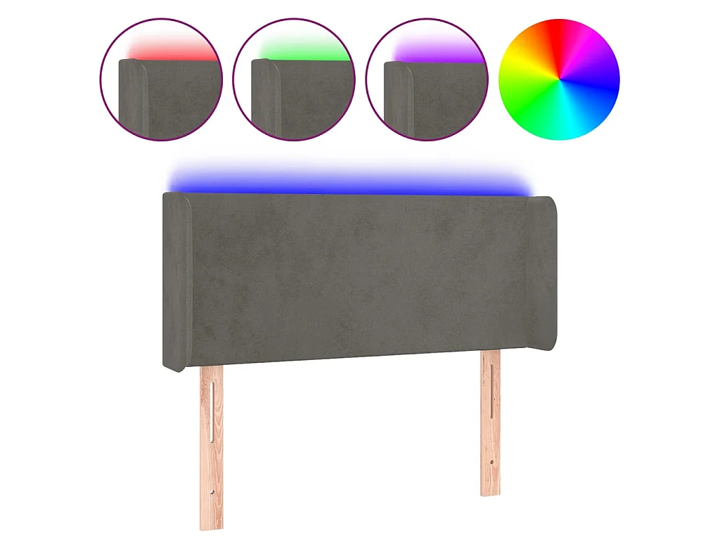 Hoofdbord LED 83x16x78/88 cm fluweel donkergrijs