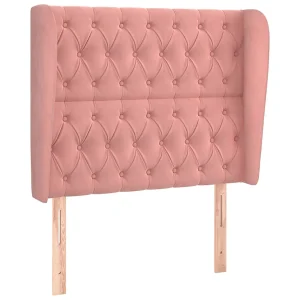 Hoofdbord met randen 93x23x118/128 cm fluweel roze