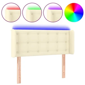 Hoofdbord LED 93x16x78/88 cm kunstleer crèmekleurig