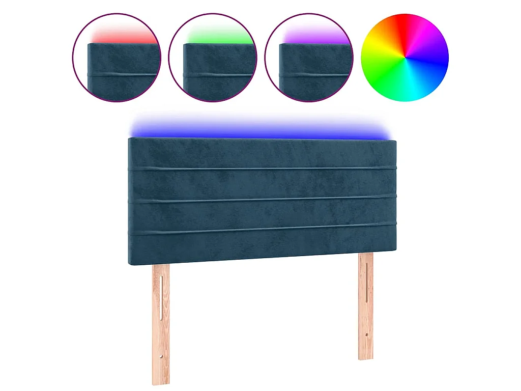 Hoofdbord LED 100x5x78/88 cm fluweel donkerblauw
