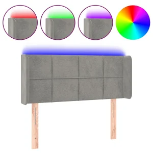 Hoofdbord LED 93x16x78/88 cm fluweel lichtgrijs