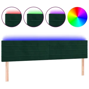 Hoofdbord LED 180x5x78/88 cm fluweel donkergroen