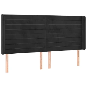 Hoofdbord met randen 183x16x118/128 cm fluweel zwart Hoofdbord met randen 183x16x118/128 cm fluweel zwart