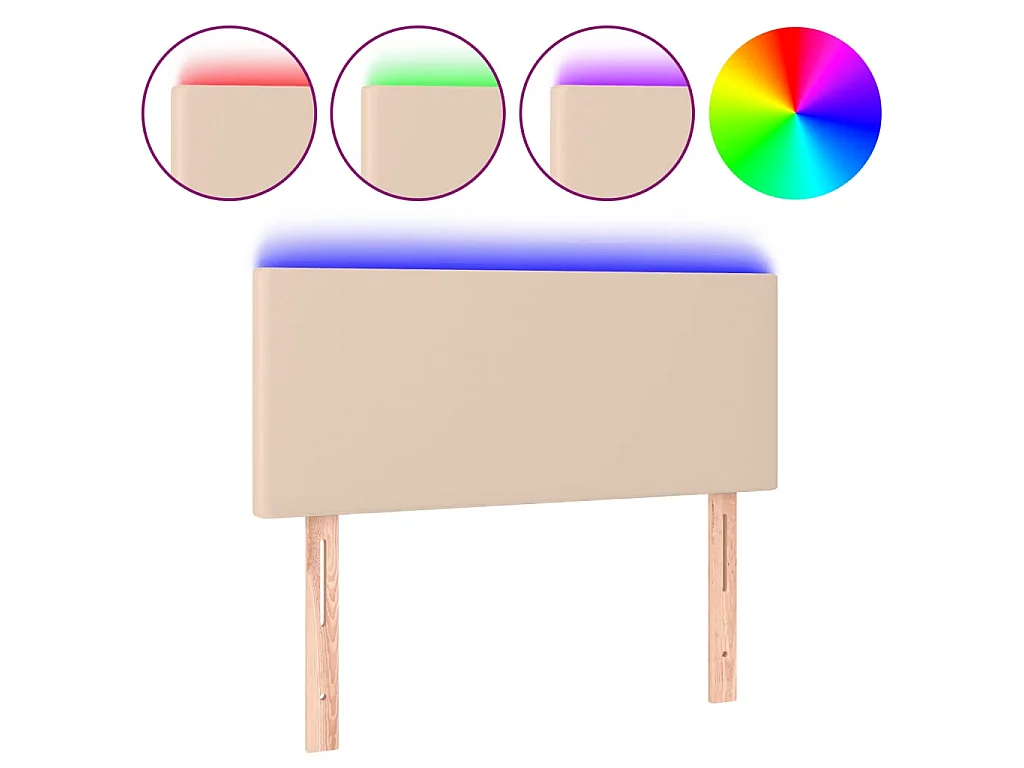Hoofdbord LED 90x5x78/88 cm kunstleer cappuccinokleurig