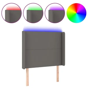 Hoofdbord LED 83x16x118/128 cm kunstleer grijs