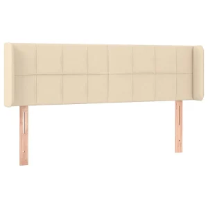 Hoofdbord met randen 147x16x78/88 cm stof crèmekleurig