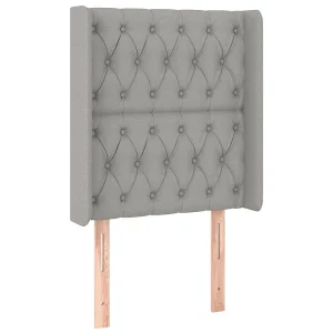 Hoofdbord met randen 83x16x118/128 cm stof lichtgrijs