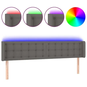 Hoofdbord LED 183x16x78/88 cm kunstleer grijs