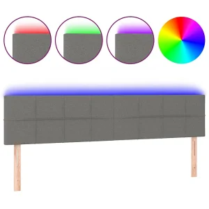 Hoofdbord LED 200x5x78/88 cm stof donkergrijs