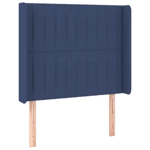 Hoofdbord met randen 93x16x118/128 cm stof blauw Hoofdbord met randen 93x16x118/128 cm stof blauw