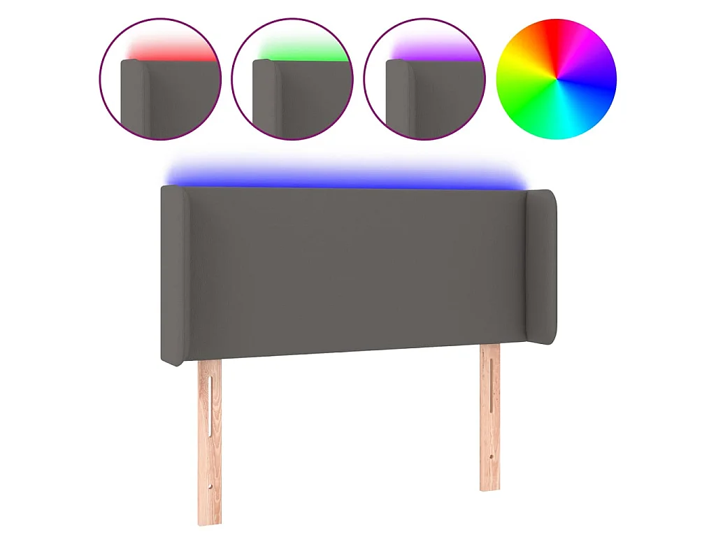 Hoofdbord LED 103x16x78/88 cm kunstleer grijs