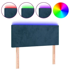 Hoofdbord LED 90x5x78/88 cm fluweel donkerblauw