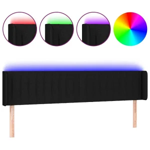 Hoofdbord LED 183x16x78/88 cm stof zwart