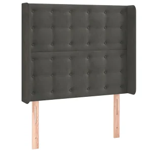 Hoofdbord met randen 83x16x118/128 cm fluweel donkergrijs Hoofdbord met randen 83x16x118/128 cm fluweel donkergrijs