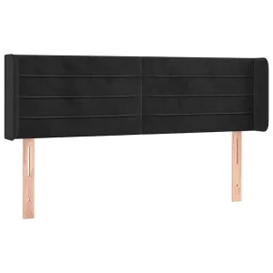 Hoofdbord met randen 147x16x78/88 cm fluweel zwart