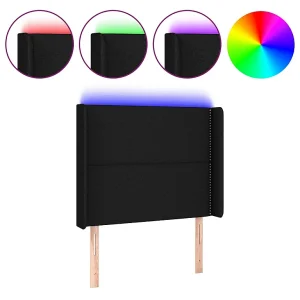 Hoofdbord LED 83x16x118/128 cm stof zwart