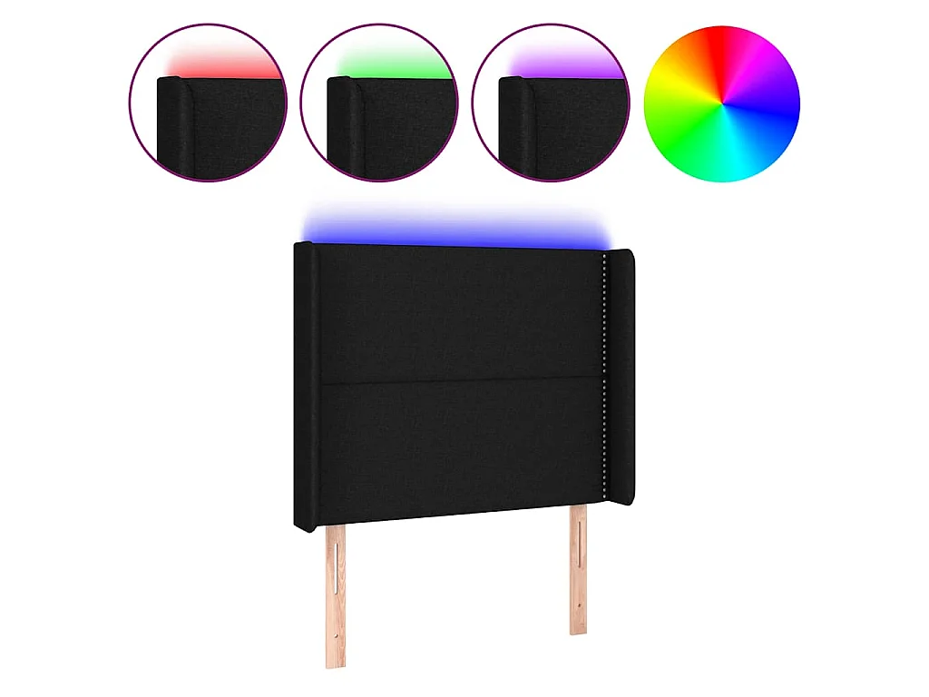 Hoofdbord LED 83x16x118/128 cm stof zwart