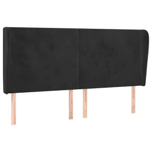 Hoofdbord met randen 163x23x118/128 cm fluweel zwart Hoofdbord met randen 163x23x118/128 cm fluweel zwart