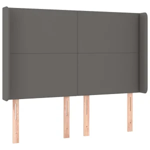 Hoofdbord met randen 147x16x118/128 cm kunstleer grijs