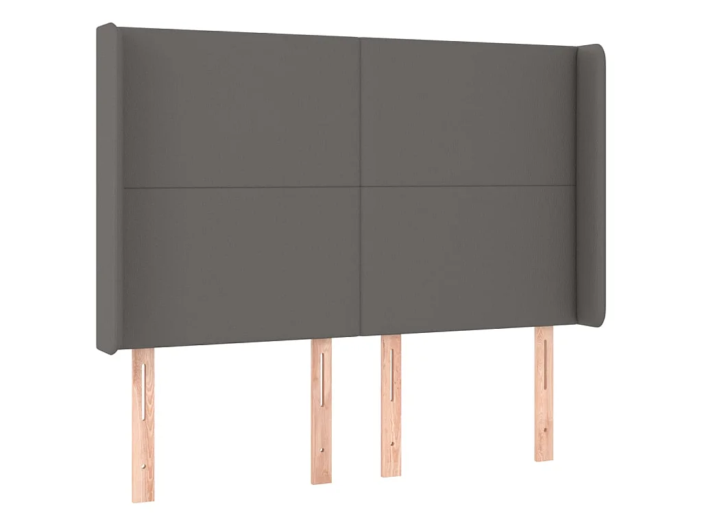 Hoofdbord met randen 147x16x118/128 cm kunstleer grijs