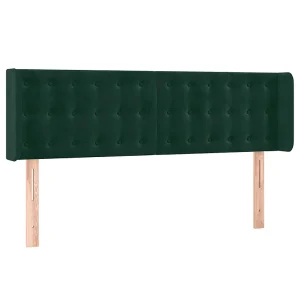 Hoofdbord met randen 147x16x78/88 cm fluweel donkergroen