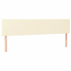Hoofdborden 200x5x78/88 cm kunstleer crèmekleurig