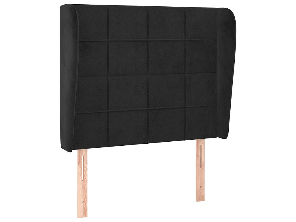 Hoofdbord met randen 103x23x118/128 cm fluweel zwart