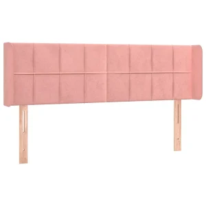 Hoofdbord met randen 147x16x78/88 cm fluweel roze